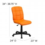 Mid-Back Orange Quilted Vinyl Swivel Task Office Chair