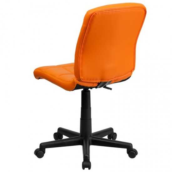 Mid-Back Orange Quilted Vinyl Swivel Task Office Chair