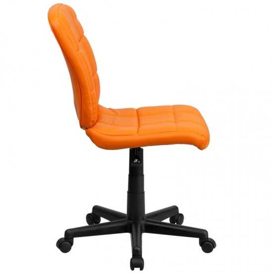 Mid-Back Orange Quilted Vinyl Swivel Task Office Chair