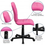 Mid-Back Pink Quilted Vinyl Swivel Task Office Chair