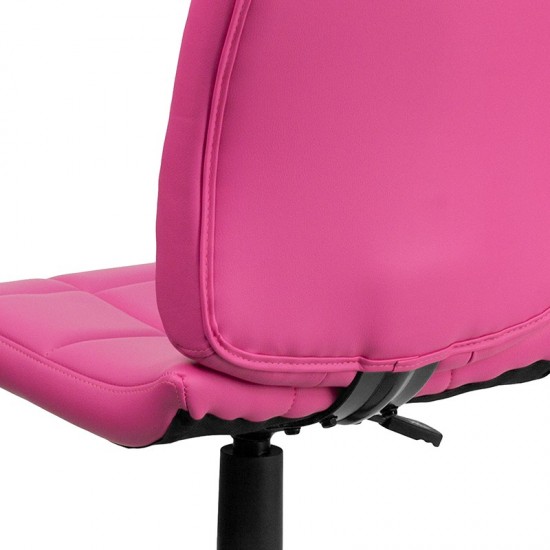 Mid-Back Pink Quilted Vinyl Swivel Task Office Chair