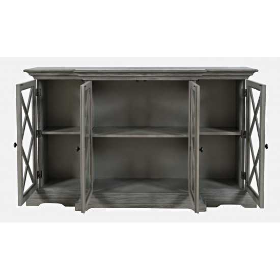 Carrington Contemporary Wire Brushed 60" Breakfront Accent Cabinet