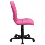 Mid-Back Pink Quilted Vinyl Swivel Task Office Chair