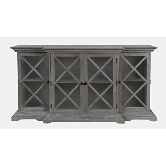 Carrington Contemporary Wire Brushed 70" Breakfront Accent Cabinet