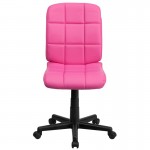 Mid-Back Pink Quilted Vinyl Swivel Task Office Chair