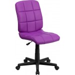 Mid-Back Purple Quilted Vinyl Swivel Task Office Chair