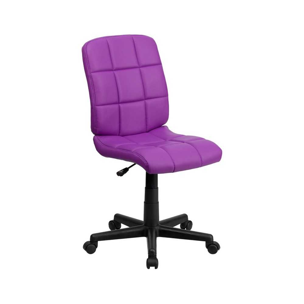 Mid-Back Purple Quilted Vinyl Swivel Task Office Chair