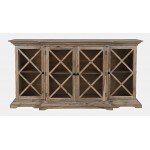 Carrington Contemporary Wire Brushed 70" Breakfront Accent Cabinet