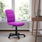 Mid-Back Purple Quilted Vinyl Swivel Task Office Chair