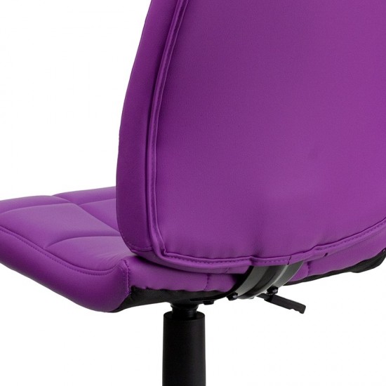 Mid-Back Purple Quilted Vinyl Swivel Task Office Chair