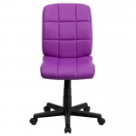 Mid-Back Purple Quilted Vinyl Swivel Task Office Chair