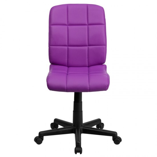 Mid-Back Purple Quilted Vinyl Swivel Task Office Chair