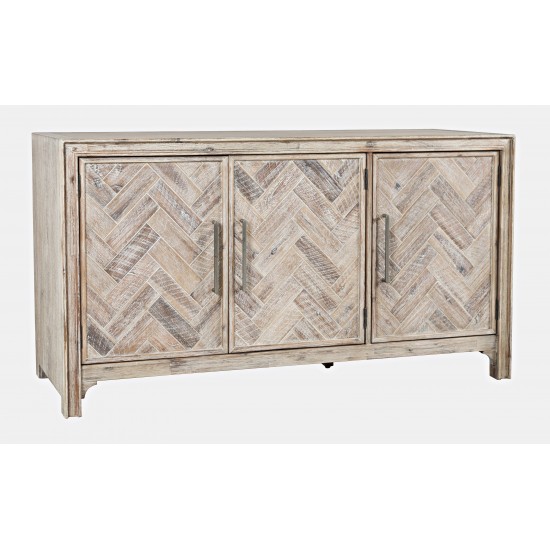 Gramercy Mid-Century Modern Chevron Three Door 60" Accent Cabinet