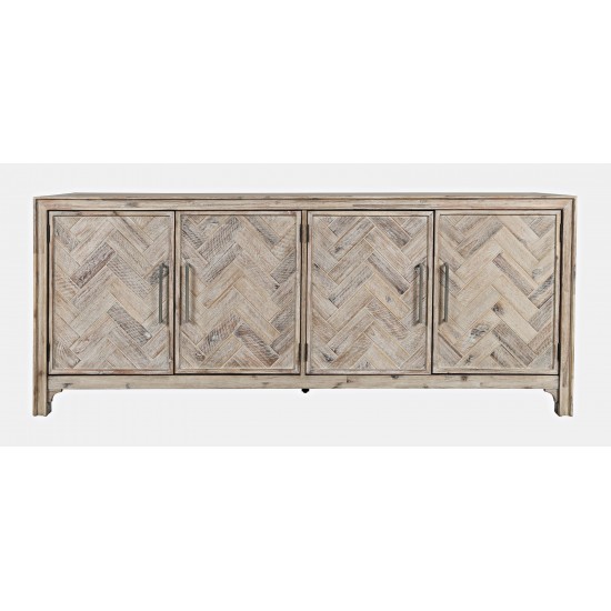 Gramercy Mid-Century Modern Chevron Four Door 79" Accent Cabinet