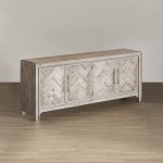 Gramercy Mid-Century Modern Chevron Four Door 79" Accent Cabinet