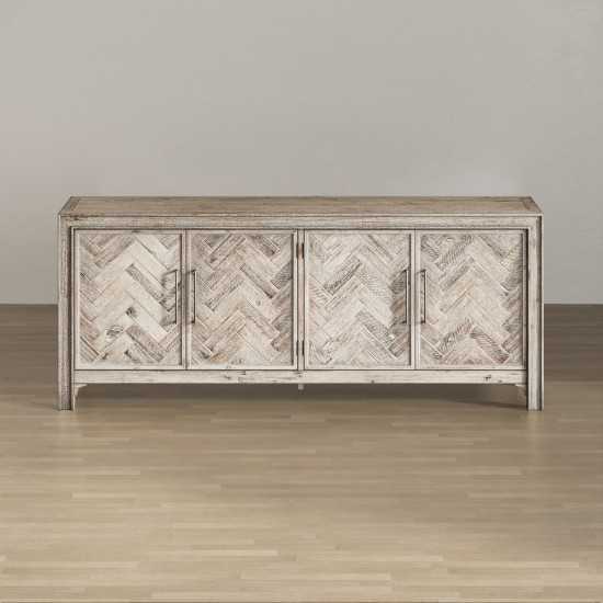 Gramercy Mid-Century Modern Chevron Four Door 79" Accent Cabinet