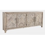 Gramercy Mid-Century Modern Chevron Four Door 79" Accent Cabinet