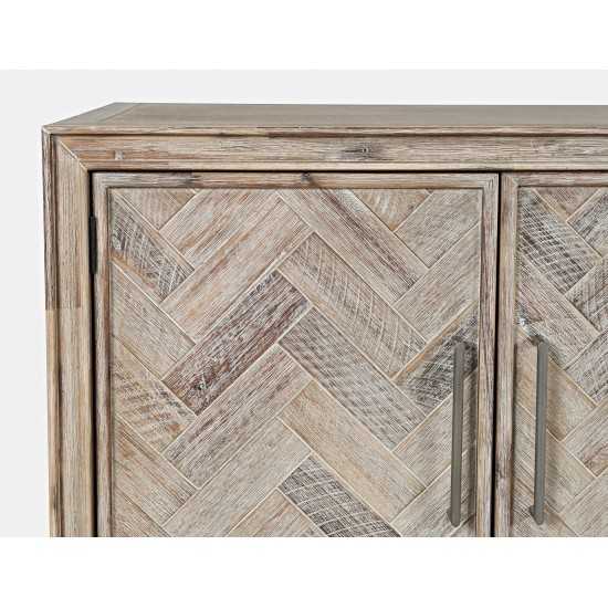 Gramercy Mid-Century Modern Chevron Four Door 79" Accent Cabinet