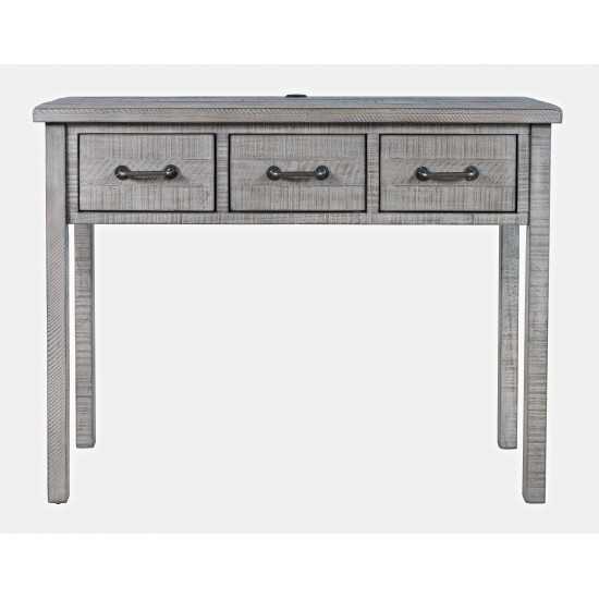 North Coast 42" Washed Finish Three Drawer USB Charging Console Table