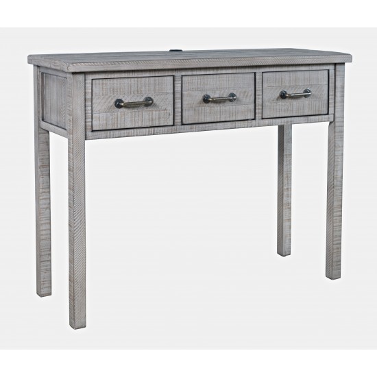 North Coast 42" Washed Finish Three Drawer USB Charging Console Table