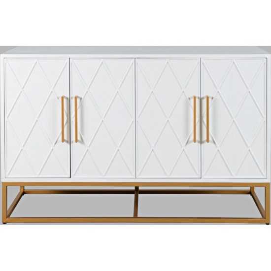 Argyle Glen 50" White and Gold Glam Sideboard Cabinet