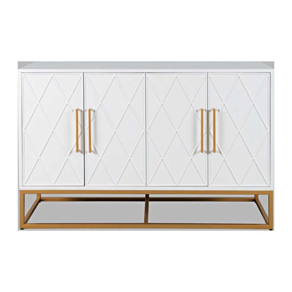 Argyle Glen 50" White and Gold Glam Sideboard Cabinet