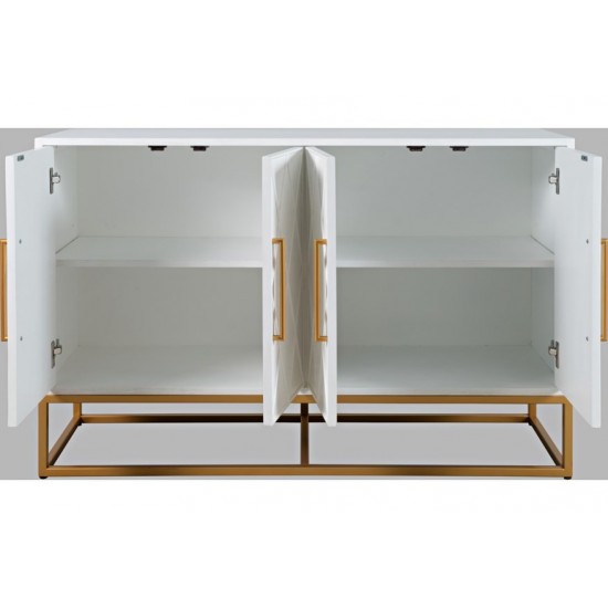 Argyle Glen 50" White and Gold Glam Sideboard Cabinet