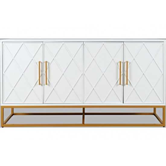 Argyle Glen 60" White and Gold Glam Sideboard Cabinet