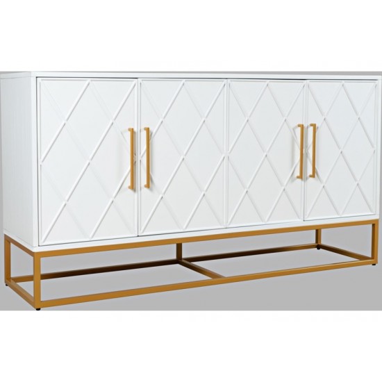 Argyle Glen 60" White and Gold Glam Sideboard Cabinet