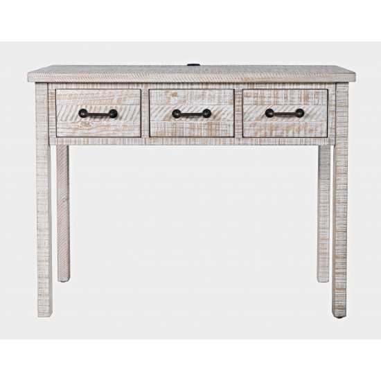 North Coast 42" Washed Finish Three Drawer USB Charging Console Table