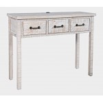 North Coast 42" Washed Finish Three Drawer USB Charging Console Table