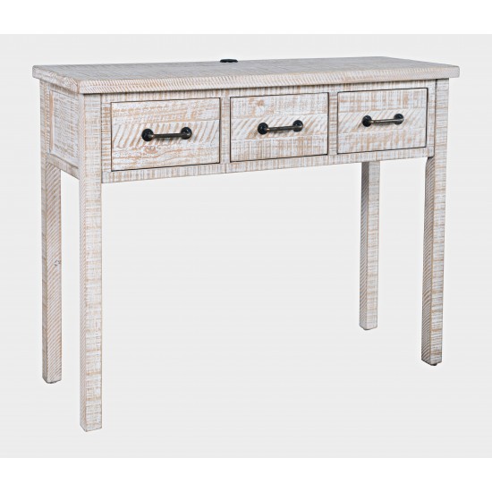 North Coast 42" Washed Finish Three Drawer USB Charging Console Table