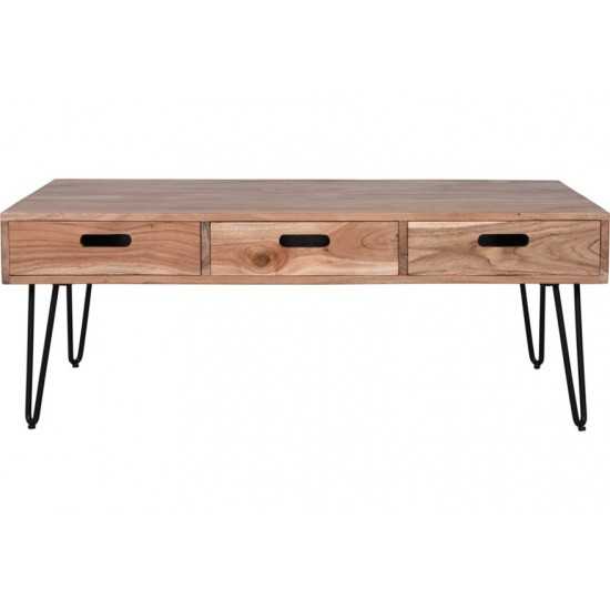 Rollins Solid Acacia Three Drawer Coffee Table