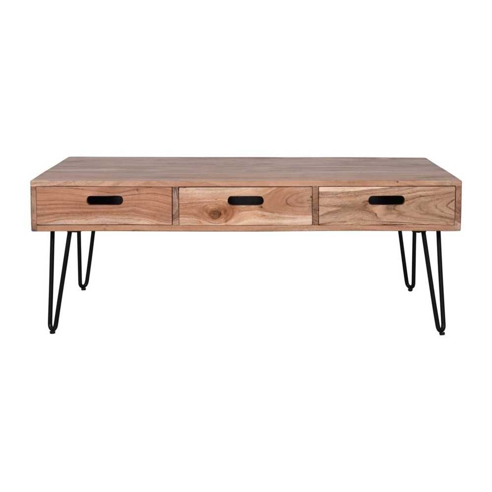 Rollins Solid Acacia Three Drawer Coffee Table