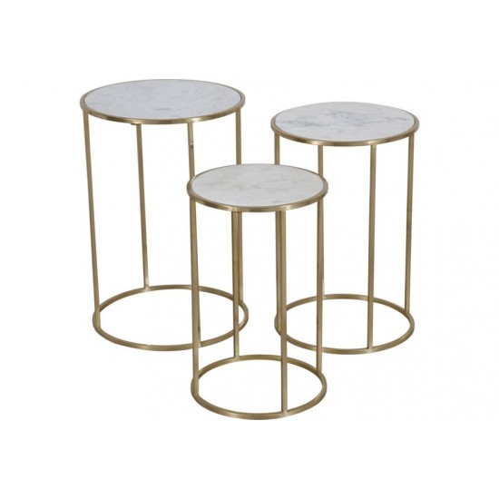 Global Archive Round Marble Nesting Table Set (Set of 3)