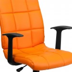 Mid-Back Orange Quilted Vinyl Swivel Task Office Chair with Arms