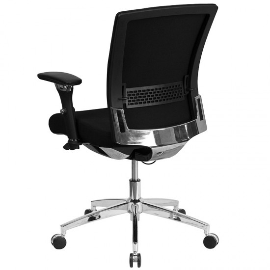 24/7 Intensive Use 300 lb. Rated Black Fabric Multifunction Ergonomic Office Chair with Seat Slider