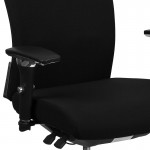 24/7 Intensive Use 300 lb. Rated Black Fabric Multifunction Ergonomic Office Chair with Seat Slider