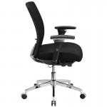 24/7 Intensive Use 300 lb. Rated Black Fabric Multifunction Ergonomic Office Chair with Seat Slider