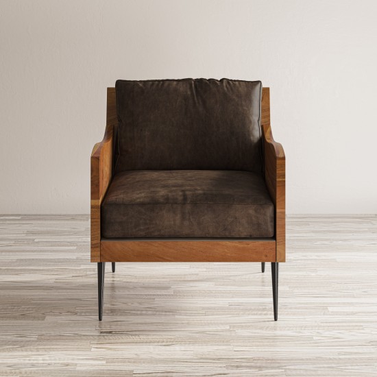 Karma Genuine Leather Live Edge Accent Chair