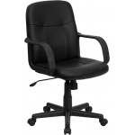 Mid-Back Black Glove Vinyl Executive Swivel Office Chair with Arms