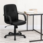 Mid-Back Black Glove Vinyl Executive Swivel Office Chair with Arms