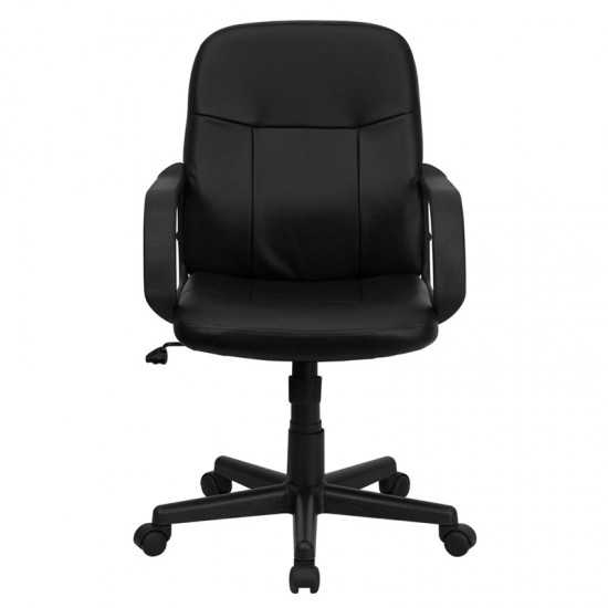 Mid-Back Black Glove Vinyl Executive Swivel Office Chair with Arms