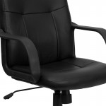 Mid-Back Black Glove Vinyl Executive Swivel Office Chair with Arms