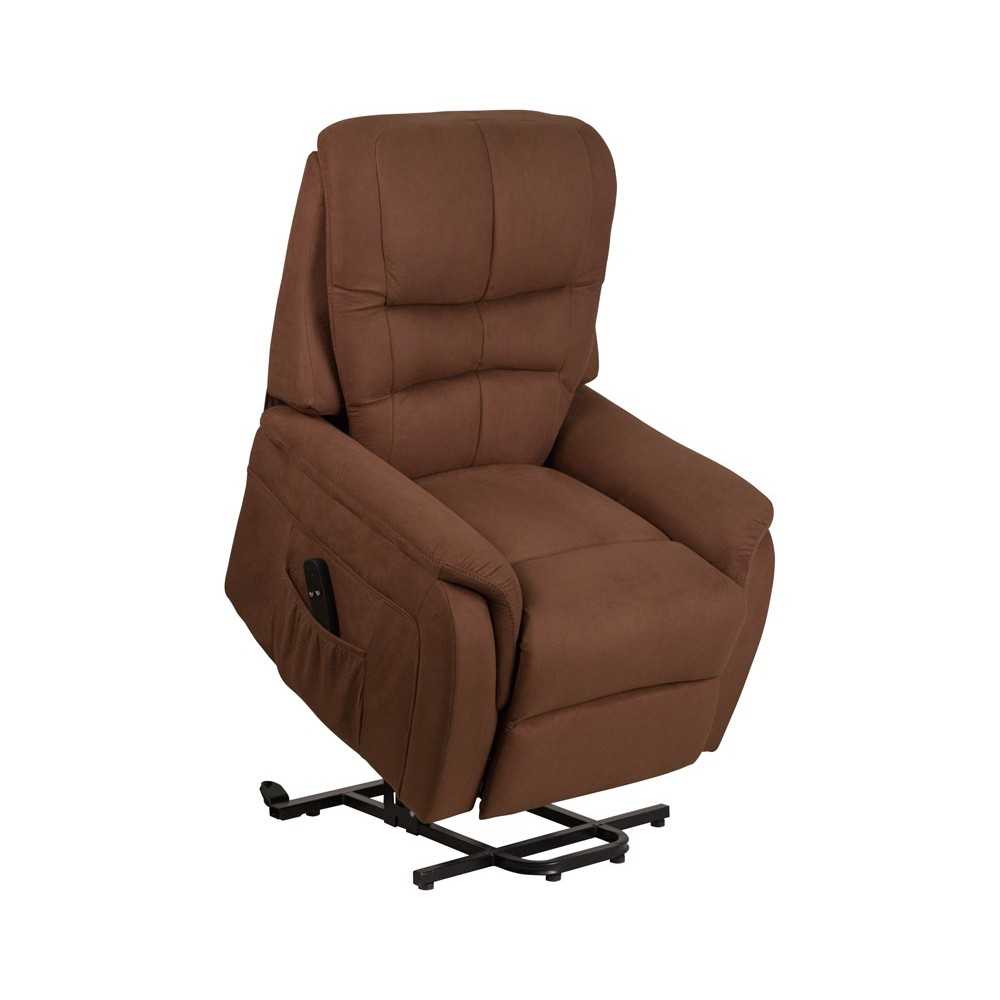 Brown Microfiber Remote Powered Lift Recliner