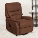 Brown Microfiber Remote Powered Lift Recliner