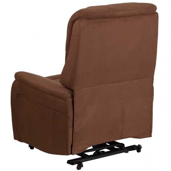 Brown Microfiber Remote Powered Lift Recliner