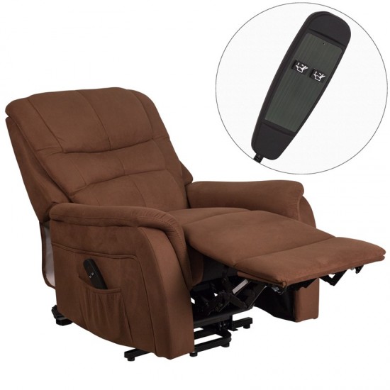 Brown Microfiber Remote Powered Lift Recliner