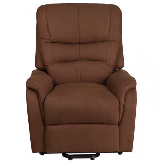 Brown Microfiber Remote Powered Lift Recliner