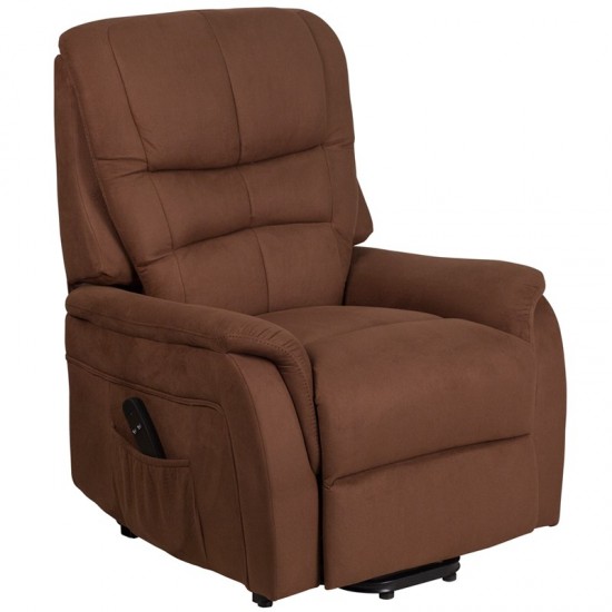 Brown Microfiber Remote Powered Lift Recliner